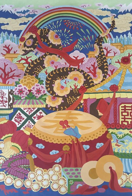 《金蛇迎春》 刘来邦 绘